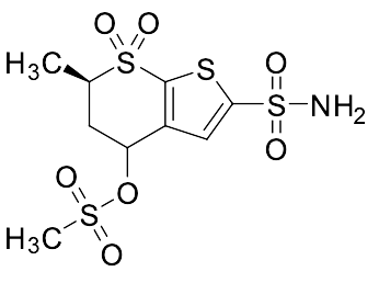 (6R)-6-Methyl-7,7-dioxido-2-sulfamoyl-5,6-dihydro-4H-thieno[2,3-b]thiopyran-4-yl methanesulfonate