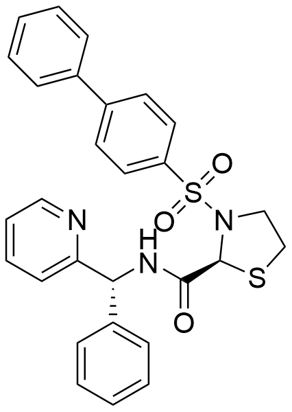 (S)-3-([1,1'-biphenyl]-4-ylsulfonyl)-N-((R)-phenyl(pyridin-2-yl)methyl)thiazolidine-2-carboxamide