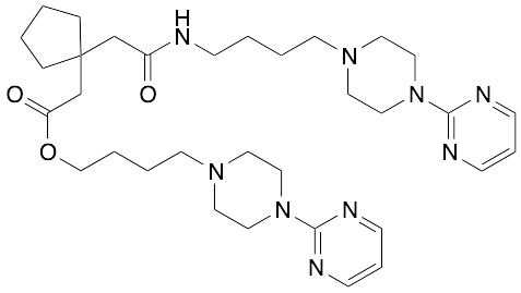 4-(4-(Pyrimidin-2-yl)piperazin-1-yl)butyl 2-(1-(2-Oxo-2-((4-(4-(pyrimidin-2-yl)piperazin-1-yl)butyl)amino)ethyl)cyclopentyl)acetate