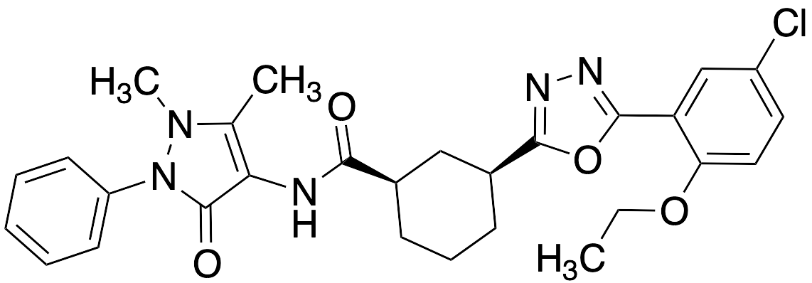 3-​[5-​(5-​Chloro-​2-​ethoxyphenyl)​-​1,​3,​4-​oxadiazol-​2-​yl]​-​N-​(2,​3-​dihydro-​1,​5-​dimethyl-​3-​oxo-​2-​phenyl-​1H-​pyrazol-​4-​yl)​-cyclohexanecarboxami​de