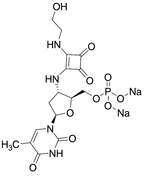 Sodium ((2S,3S,5R)-3-((2-((2-Hydroxyethyl)amino)-3,4-dioxocyclobut-1-en-1-yl)amino)-5-(5-methyl-2,4-dioxo-3,4-dihydropyrimidin-1(2H)-yl)tetrahydrofuran-2-yl)methyl Phosphate