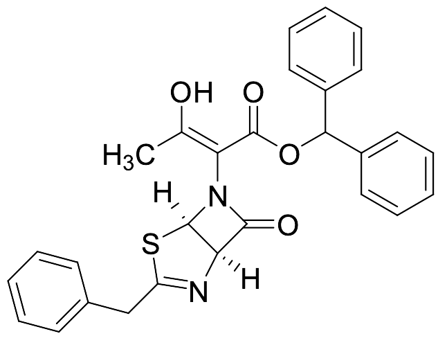 Benzhydryl (E)-2-((1R,5R)-3-Benzyl-7-oxo-4-thia-2,6-diazabicyclo[3.2.0]hept-2-en-6-yl)-3-hydroxybut-2-enoate