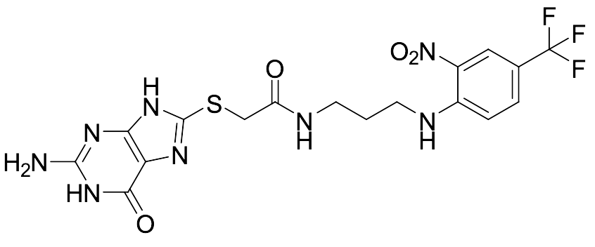 2-[(2-Amino-6,9-dihydro-6-oxo-1H-purin-8-yl)thio]-N-[3-[[2-nitro-4-(trifluoromethyl)phenyl]amino]propyl]acetamide