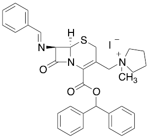 (6R-trans)-1-[[2-[(Diphenylmethoxy)carbonyl]-8-oxo-7-[(phenylmethylene)amino]-5-thia-1-azabicyclo[4.2.0]oct-2-en-3-yl]methyl]-1-methyl-pyrrolidnium Iodide