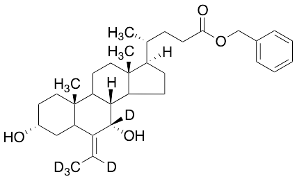 Phenylmethyl (3alpha,5beta,7alpha)-6-Ethylidene-3,7-dihydroxy-cholan-24-oic Acid Ester-d5