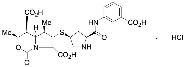 (3S,4S,4aS,5R)-6-[[(3S,5S)-5-[[(3-Carboxyphenyl)amino]carbonyl]-3-pyrrolidinyl]thio]-3,4,4a,5-tetrahydro-3,5-dimethyl-1-oxo-1H-pyrrolo[1,2-c][1,3]oxazine-4,7-dicarboxylic Acid  Hydrochloride (~50%)