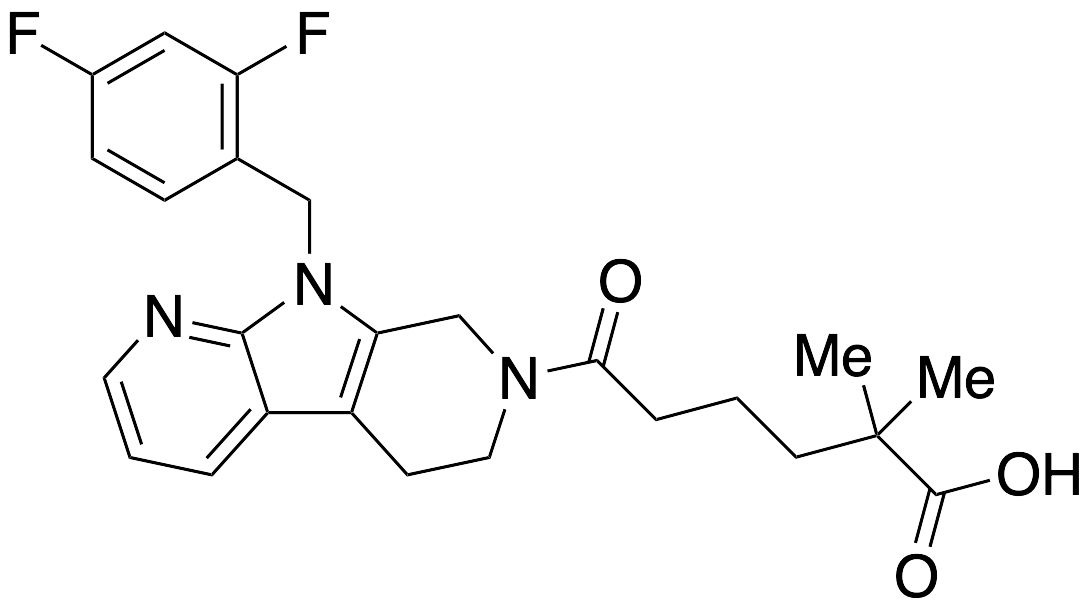9-​[(2,​4-​Difluorophenyl)​methyl]​-​5,​6,​8,​9-​tetrahydro-​alpha,​alpha-​dimethyl-​ε-​oxo-7H-​pyrrolo[2,​3-​b:5,​4-​c']​dipyridine-​7-​hexanoic Acid