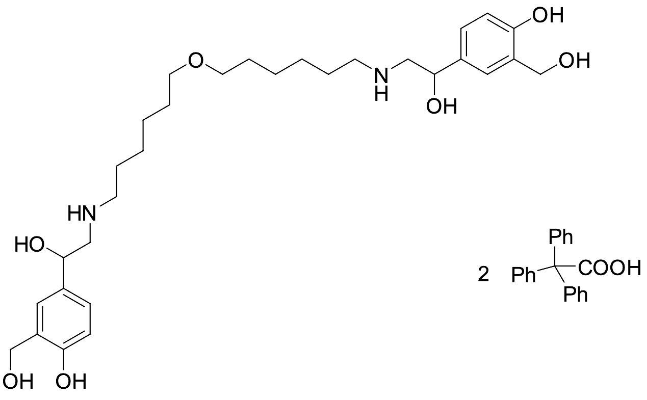 4,4'-((Oxybis(hexane-6,1-diyl))bis(azanediyl))bis(1-hydroxyethane-2,1-diyl))bis(2-(hydroxymethyl)phenol) Di-2,2,2-triphenylacetic Acid Salt