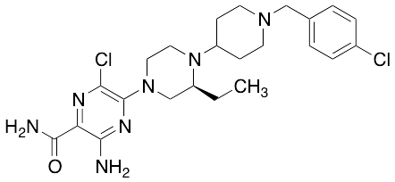 3-Amino-6-chloro-5-[(3S)-4-[1-[(4-chlorophenyl)methyl]-4-piperidinyl]-3-ethyl-1-piperazinyl]-2-pyrazinecarboxamide