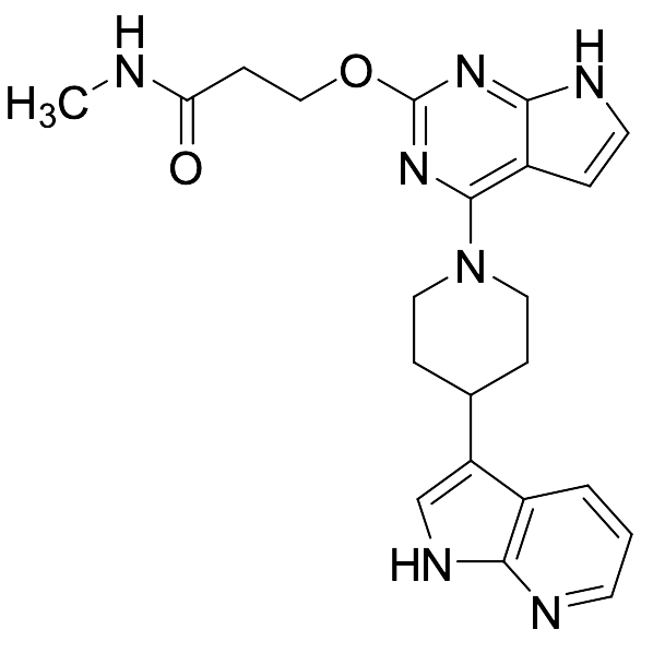 3-((4-(4-(1H-Pyrrolo[2,3-b]pyridin-3-yl)piperidin-1-yl)-7H-pyrrolo[2,3-d]pyrimidin-2-yl)oxy)-N-methylpropanamide
