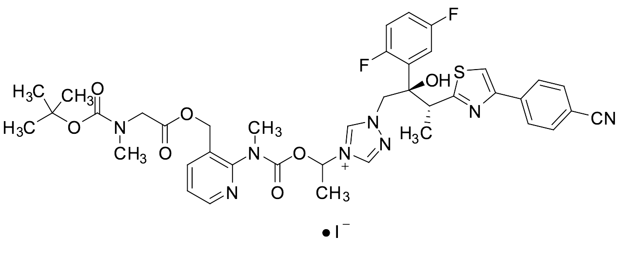 4-(1-(3-(N-(t-Butoxycarbonyl)-N-methylglycyloxy)methyl)pyridin-2-yl(methyl)carbamoyl)oxy)ethyl)-1-(2R,3R)-3-(4-(4-cyanophenyl)thiazol-2-yl)-2-(2,5-difluorophenyl)2-hydroxybutyl1-(1,2,4-triazol) Iodide