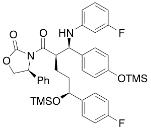 (4S)-3-[(2R,5S)-5-(4-Fluorophenyl)-2-[(R)-[(3-fluorophenyl)amino][4-[(trimethylsilyl)oxy]phenyl]methyl]-1-oxo-5-[(trimethylsilyl)oxy]pentyl]-4-phenyl-2-oxazolidinone