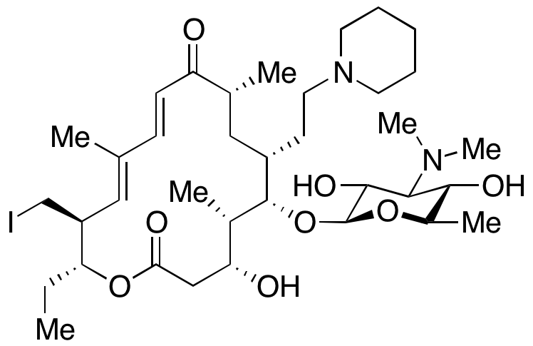 20-Deoxo-23-deoxy-5-O-[3,6-dideoxy-3-(dimethylamino)-beta-D-glucopyranosyl]-23-iodo-20-(1-piperidinyl)tylonolide