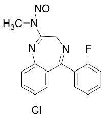 7-Chloro-5-(2-fluorophenyl)-2-(N-nitrosomethylamino)-3H-1,4-benzodiazepine