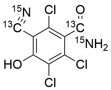 1-Carbamoyl-3-cyano-4-hydroxy-2,5,6-trichlorobenzene, 2,3,6-Trichloro-5-cyano-4-hydroxybenzamide 13C2-15N2