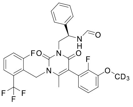 (R)-N-(2-(5-(2-fluoro-3-(methoxy-d3)phenyl)-3-(2-fluoro-6-(trifluoromethyl)benzyl)-4-methyl-2,6-dioxo-3,6-dihydropyrimidin-1(2H)-yl)-1-phenylethyl)formamide