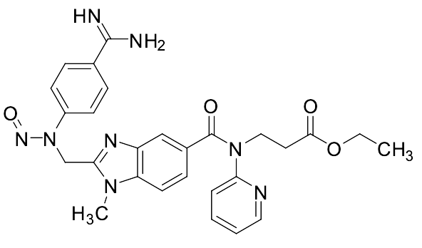 Ethyl 3-(2-(((4-carbamimidoylphenyl)(nitroso)amino)methyl)-1-methyl-N-(pyridin-2-yl)-1H-benzo[d]imidazole-5-carboxamido)propanoate