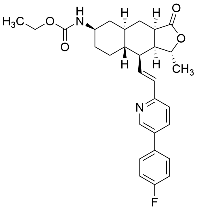 Ethyl ((1R,3aR,4aR,6S,8aR,9S,9aS)-9-((E)-2-(5-(3-Fluorophenyl)pyridin-2-yl)vinyl)-1-methyl-3-oxododecahydronaphtho[2,3-c]furan-6-yl)carbamate