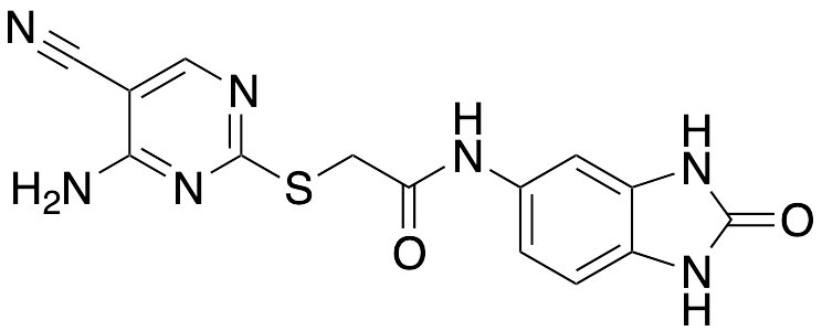 2-​[(4-​amino-​5-​cyano-​2-​pyrimidinyl)​thio]​-​N-​(2,​3-​dihydro-​2-​oxo-​1H-​benzimidazol-​5-​yl)​acetamide