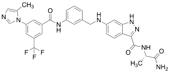 (S)-N-(1-Amino-1-oxopropan-2-yl)-6-((3-(3-(5-methyl-1H-imidazol-1-yl)-5-(trifluoromethyl)benzamido)benzyl)amino)-1H-indazole-3-carboxamide