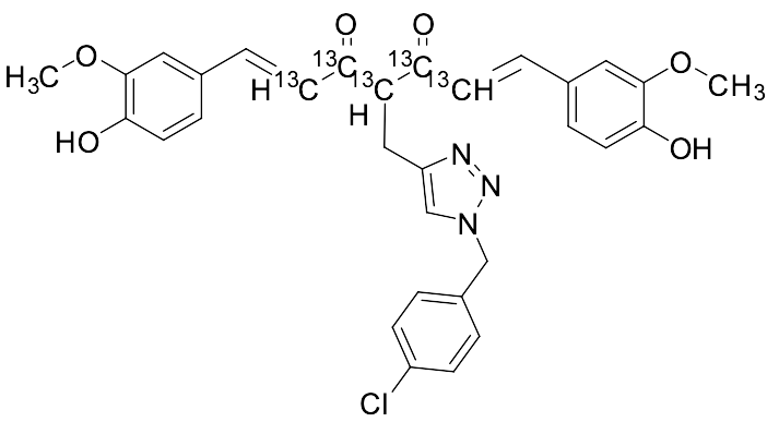 (1E,6E)-4-((1-(4-chlorobenzyl)-1H-1,2,3-triazol-4-yl)methyl)-1,7-bis(4-hydroxy-3-methoxyphenyl)hepta-1,6-diene-3,5-dione-2,3,4,5,6-13C5