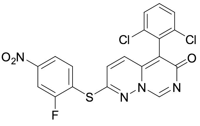 5-(2,6-Dichlorophenyl)-2-((2-fluoro-4-nitrophenyl)thio)-6H-pyrimido[1,6-b]pyridazin-6-one