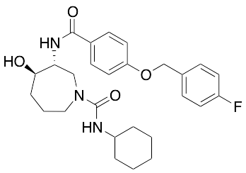 (3R,4R)-N-Cyclohexyl-3-[[4-[(4-fluorophenyl)methoxy]benzoyl]amino]hexahydro-4-hydroxy-1H-azepine-1-carboxamide