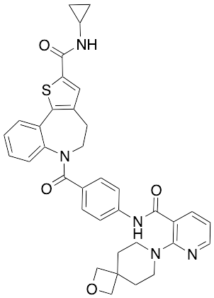 N-Cyclopropyl-5,6-dihydro-6-[4-[[[2-(2-oxa-7-azaspiro[3.5]non-7-yl)-3-pyridinyl]carbonyl]amino]benzoyl]-4H-thieno[3,2-d][1]benzazepine-2-carboxamide