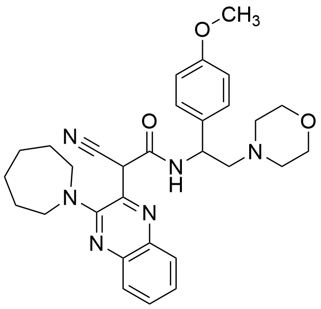 alpha-Cyano-3-(hexahydro-1H-azepin-1-yl)-N-[1-(4-methoxyphenyl)-2-(4-morpholinyl)ethyl]-2-quinoxalineacetamide