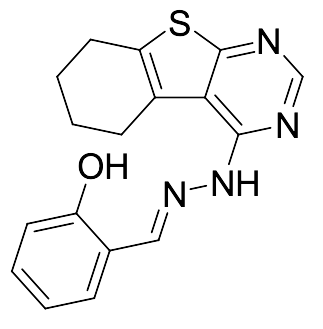 (E)-2-((2-(5,6,7,8-Tetrahydrobenzo[4,5]thieno[2,3-d]pyrimidin-4-yl)hydrazineylidene)methyl)phenol