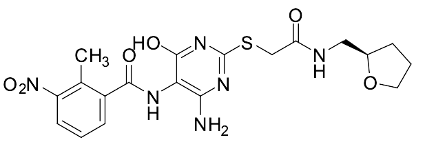 (R)-N-(4-Amino-6-hydroxy-2-((2-oxo-2-(((tetrahydrofuran-2-yl)methyl)amino)ethyl)thio)pyrimidin-5-yl)-2-methyl-3-nitrobenzamide