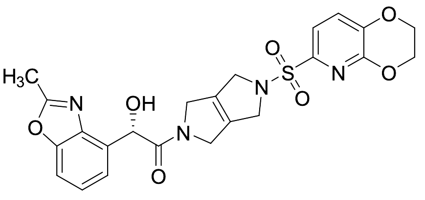 (S)-1-(5-((2,3-Dihydro-[1,4]dioxino[2,3-b]pyridin-6-yl)sulfonyl)-3,4,5,6-tetrahydropyrrolo[3,4-c]pyrrol-2(1H)-yl)-2-hydroxy-2-(2-methylbenzo[d]oxazol-4-yl)ethan-1-one