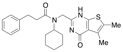 N-​Cyclohexyl-​N-​[(1,​4-​dihydro-​5,​6-​dimethyl-​4-​oxothieno[2,​3-​d]​pyrimidin-​2-​yl)​methyl]​-benzenepropanamide