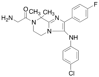 2-Amino-1-(3-((4-chlorophenyl)amino)-2-(4-fluorophenyl)-8,8-dimethyl-5,6-dihydroimidazo[1,2-a]pyrazin-7(8H)-yl)ethanone