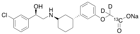 2-(3-((1R,3S)-3-(((R)-2-(3-Chlorophenyl)-2-hydroxyethyl)amino)cyclohexyl)phenoxy)acetic Acid-13C, d2 Sodium Salt