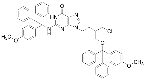 3-(((4-Methoxyphenyl)diphenylmethoxy)methyl)butyl-4-chloro-2-(((4-methoxyphenyl)diphenylmethyl)amino)-1H-purin-6(9H)-one