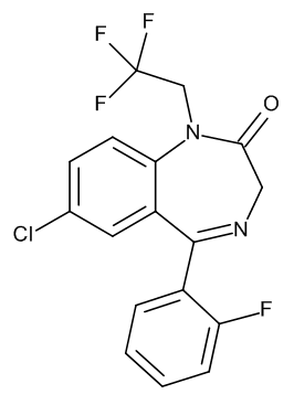 7-Chloro-1-(2,2,2-trifluoroethyl)-5-(2-fluorophenyl)-1,3-dihydro-2H-1,4-benzodiazepine-2-one