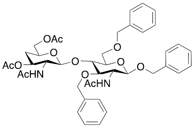 Benzyl 2-Deoxy-2-acetamido-3,6-di-O-benzyl-4-(2’-deoxy-2’-acetamido-3’,6”-O-diacetyl-4’-deoxy-Beta-D-glucopyranosyl)-Beta-D-glucopyranoside