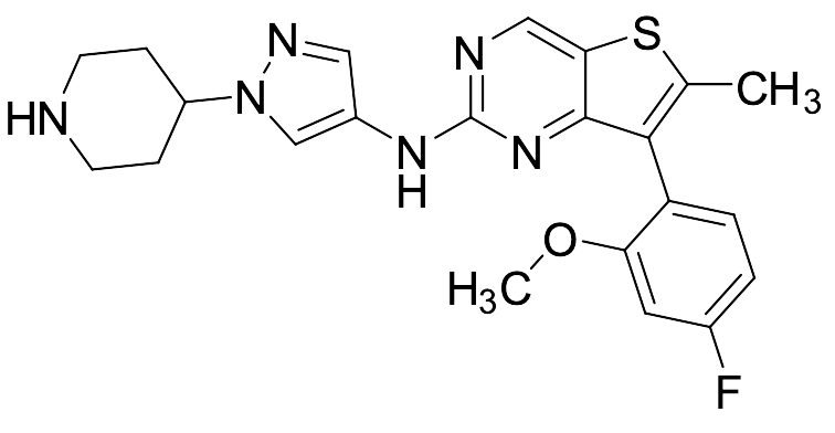 7-(4-Fluoro-2-methoxyphenyl)-6-methyl-N-[1-(4-piperidinyl)-1H-pyrazol-4-yl]thieno[3,2-d]pyrimidin-2-amine