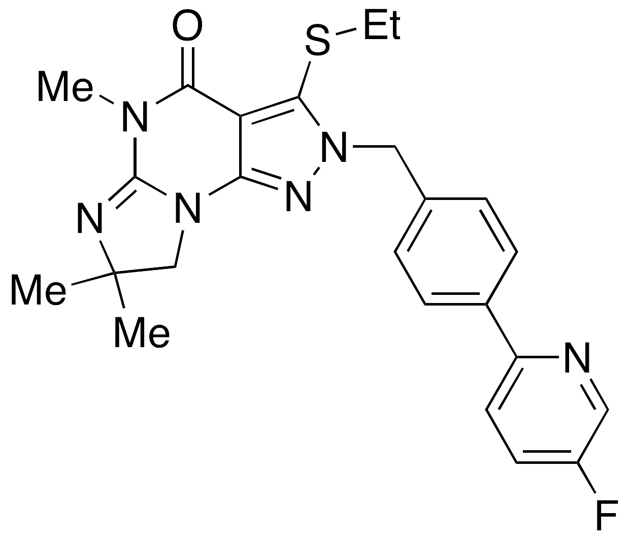 3-(Ethylthio)-2-[[4-(5-fluoro-2-pyridinyl)phenyl]methyl]-7,8-dihydro-5,7,7-trimethyl-2H-imidazo[1,2-a]pyrazolo[4,3-e]pyrimidin-4(5H)-one