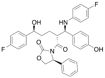 (4S)-3-[(2R,5S)-5-(4-Fluorophenyl)-2-[(R)-[(4-fluorophenyl)amino](4-hydroxyphenyl)methyl]-5-hydroxy-1-oxopentyl]-4-phenyl-2-oxazolidinone