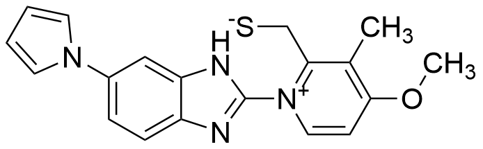 Pyridinium, 2-(mercaptomethyl)-4-methoxy-3-methyl-1-[6-(1H-pyrrol-1-yl)-1H-benzimidazol-2-yl]-, inner salt