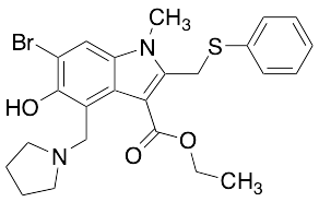 Ethyl-6- bromo-4-[(pyrrolyl)-methyl]-5-hydroxy-1-methyl-2-[(phenylthio) methyl]-indole-3-carboxylate