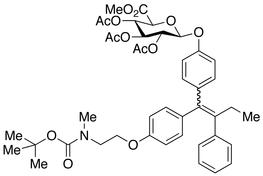 N-Boc-N-desmethyl-4-hydroxy Tamoxifen 2,3,4,6-Tetra-O-acetyl-Beta-D-glucuronide Methyl Ester (E/Z Mixture)
