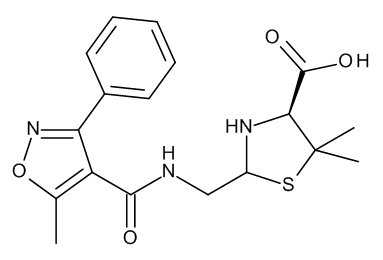 (4S)​- 5,​5-​Dimethyl-​2-​[[[(5-​methyl-​3-​phenyl-​4-​isoxazolyl)​carbonyl]​amino]​methyl]​-4-​thiazolidinecarboxyl​ic acid