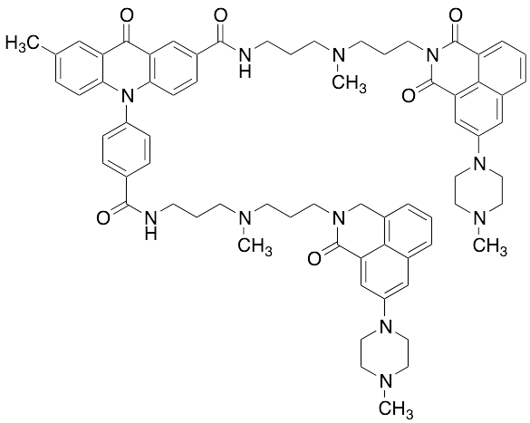10-(4-Carboxyphenyl)-7-methyl-9-oxo-9,10-dihydroacridin-2-carboxylic Acid bis Amide of 2-(3-((3-aminopropyl)(methyl)amino)propyl)-8-(4-methylpiperazin-1-yl)-2,3-dihydro-1H-benzo[de]isoquinolin-1-one