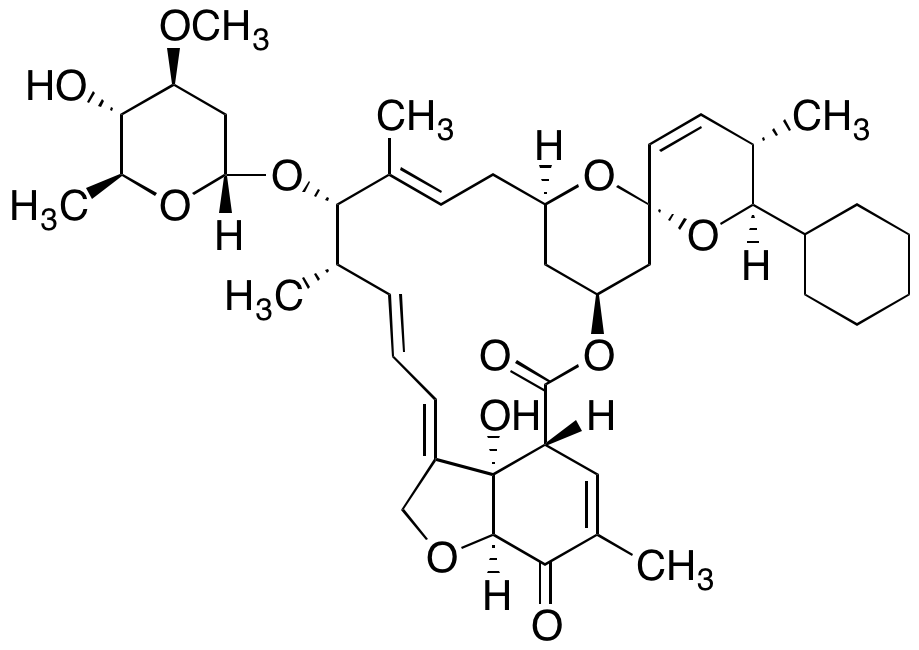 25-​Cyclohexyl-​4'-​O-​de(2,​6-​dideoxy-​3-​O-​methyl-​a-​L-​arabino-​hexopyranosyl)​-​5-​demethoxy-​25-​de(1-​methylpropyl)​-​5-​oxo-avermectin A1a
