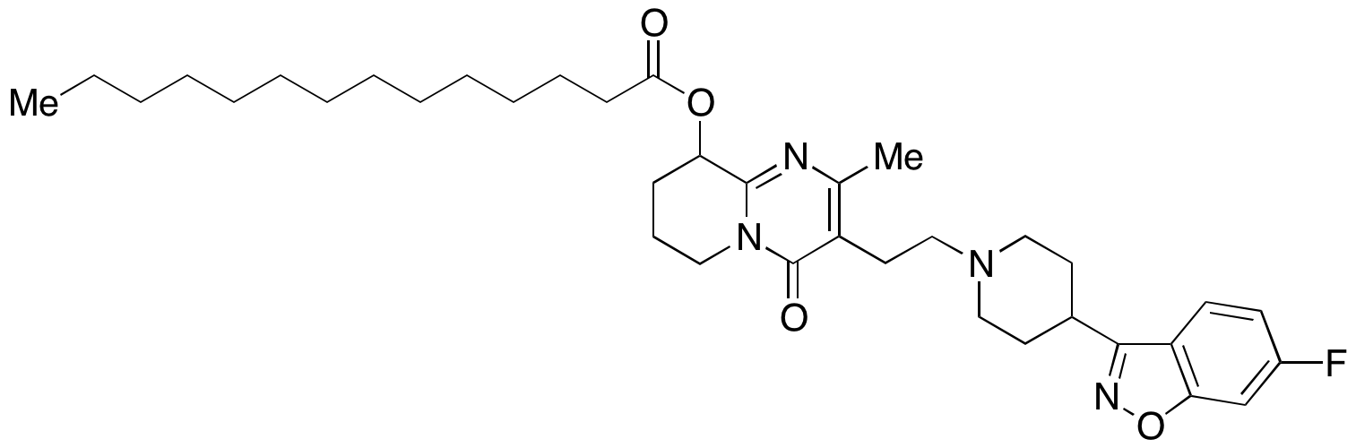 Tetradecanoic Acid 3-​[2-​[4-​(6-​Fluoro-​1,​2-​benzisoxazol-​3-​yl)​-​1-​piperidinyl]​ethyl]​-​6,​7,​8,​9-​tetrahydro-​2-​methyl-​4-​oxo-​4H-​pyrido[1,​2-​a]​pyrimidin-​9-​yl Ester