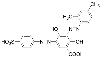 3-((E)-(2,4-Dimethylphenyl)diazenyl)-2,4-dihydroxy-5-((4-sulfophenyl)diazenyl)benzoic Acid