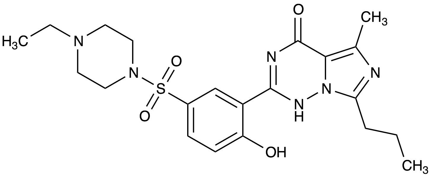 O-Desethylvardenafil (2-[2-Hydroxy-5-[(4-ethyl-1-piperazinyl)sulfonyl]phenyl]-5-methyl-7-propyl-imidazo[5,1-f][1,2,4]triazin-4(1H)-one)